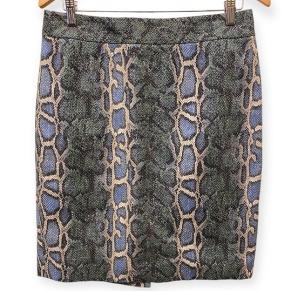 Ann Taylor Loft Snakeskin Python Print Skirt Blue Green Size 8 Animal Print - Picture 3 of 11